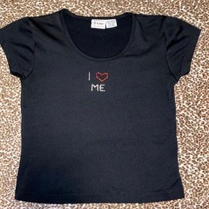 Black Shirt Rhinestone I❤️ME jr-s.com™️Trademark for the cyber generation Size L